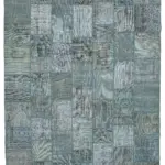 Patchwork Mavi Pamuk Üzerine Yün El Dokuma Kilim-300x400