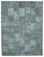 Patchwork Mavi Pamuk Üzerine Yün El Dokuma Kilim-300x400