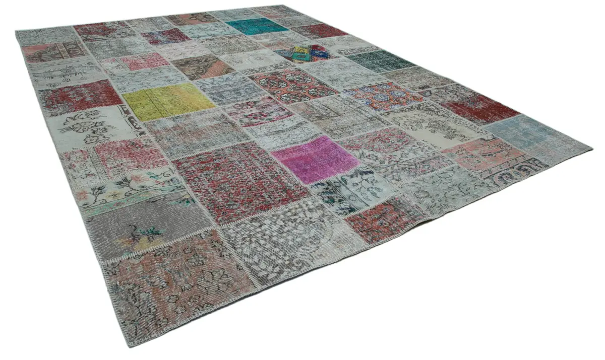 Patchwork Multi Pamuk Üzerine Yün El Dokuma Kilim-300x402 - Görsel 2