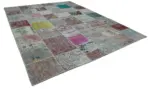 Patchwork Multi Pamuk Üzerine Yün El Dokuma Kilim-300x402 - Görsel 2