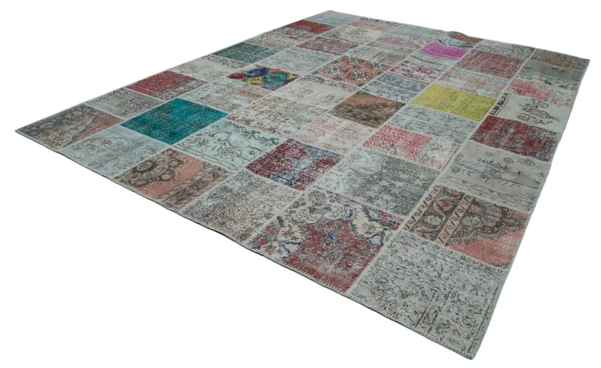 Patchwork Multi Pamuk Üzerine Yün El Dokuma Kilim-300x402 - Görsel 3