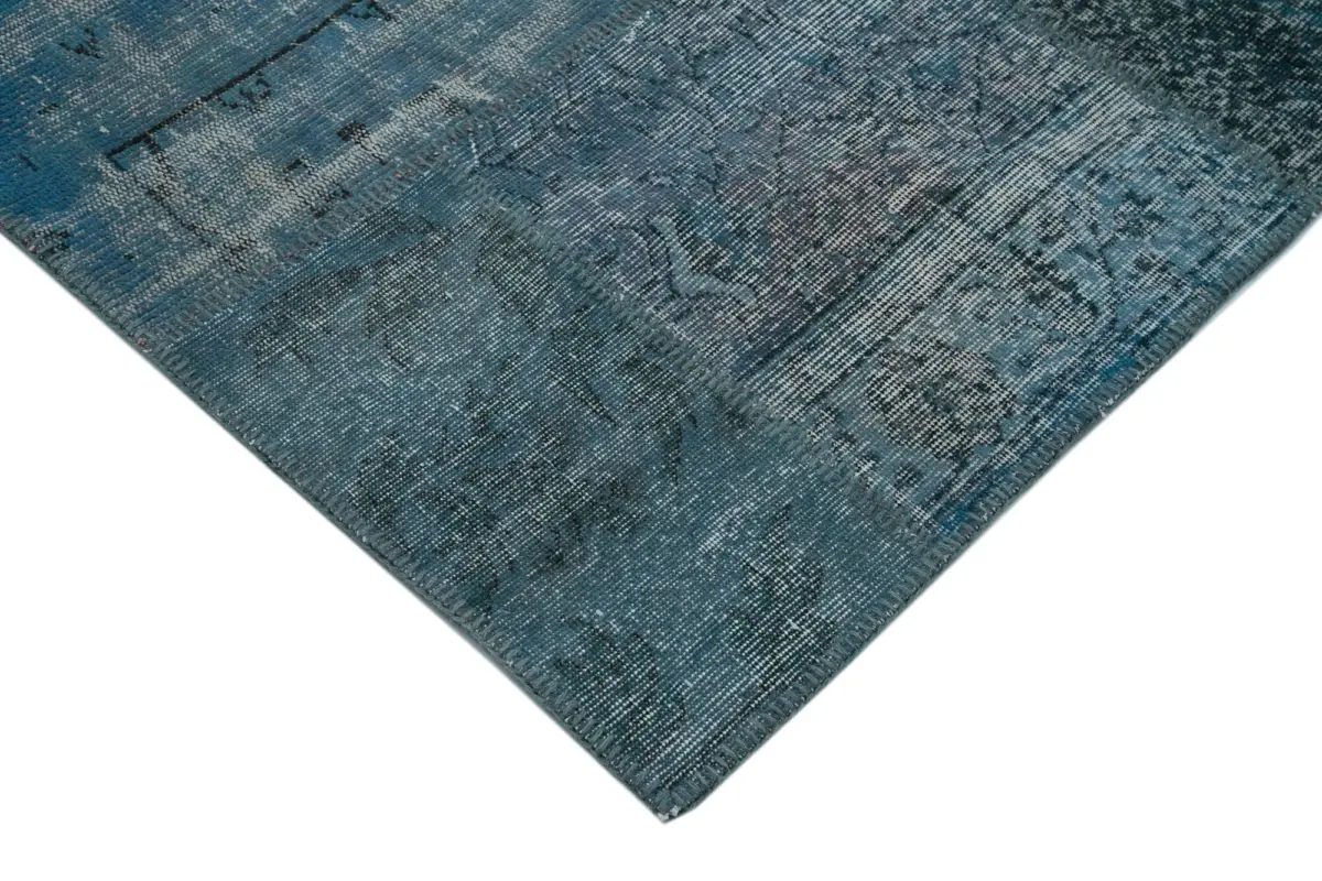 Patchwork Mavi Pamuk Üzerine Yün El Dokuma Kilim-297x427 - Görsel 4
