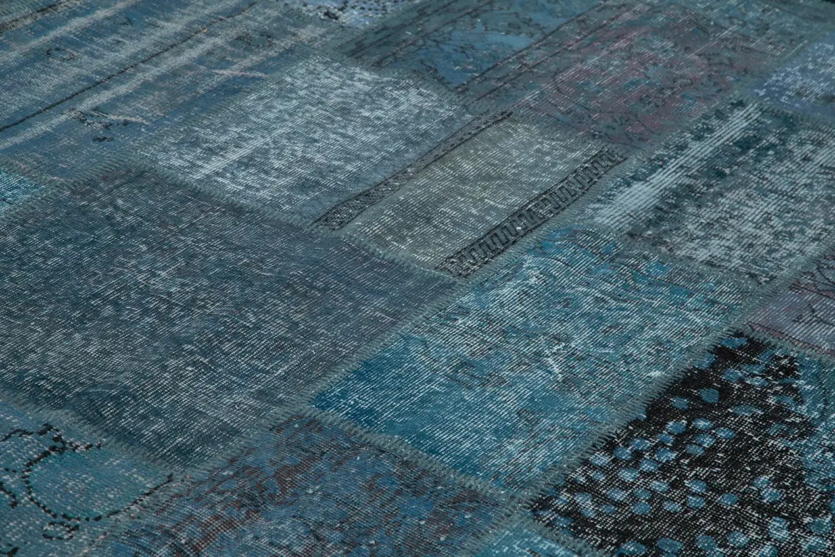 Patchwork Mavi Pamuk Üzerine Yün El Dokuma Kilim-297x427 - Görsel 5
