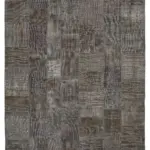 Patchwork Kahverengi Pamuk Üzerine Yün El Dokuma Kilim-300x400