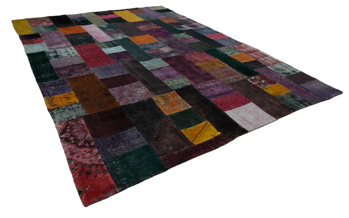 Patchwork Multi Pamuk Üzerine Yün El Dokuma Kilim-292x405 - Görsel 2