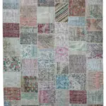 Patchwork Multi Pamuk Üzerine Yün El Dokuma Kilim-300x402
