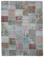 Patchwork Multi Pamuk Üzerine Yün El Dokuma Kilim-300x402