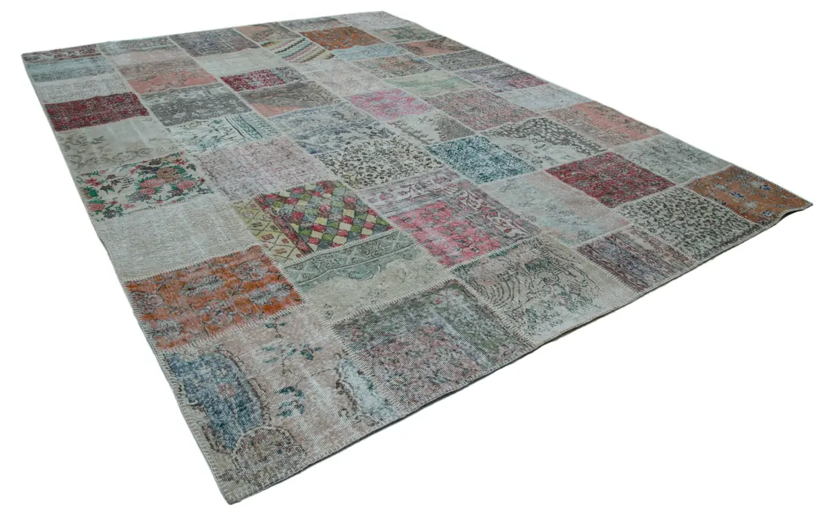 Patchwork Multi Pamuk Üzerine Yün El Dokuma Kilim-300x402 - Görsel 2
