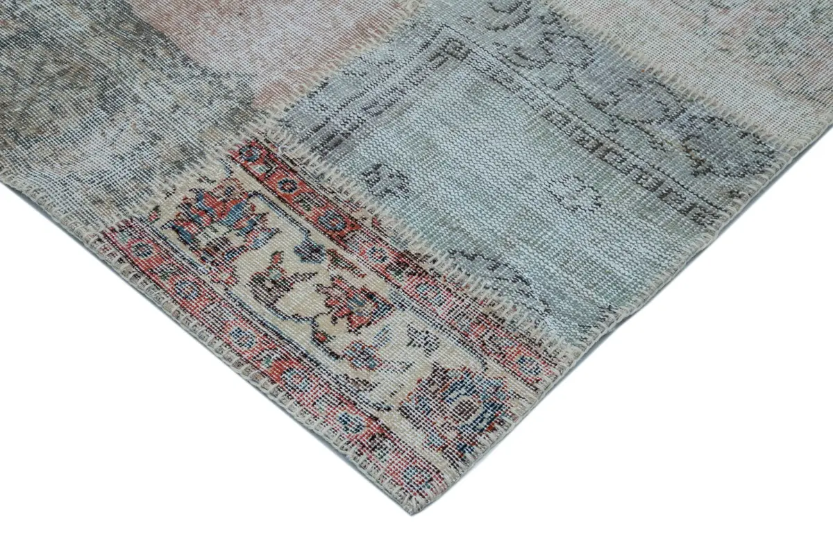 Patchwork Multi Pamuk Üzerine Yün El Dokuma Kilim-300x402 - Görsel 4