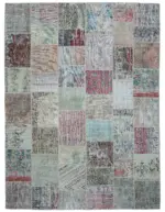 Patchwork Multi Pamuk Üzerine Yün El Dokuma Kilim-300x403