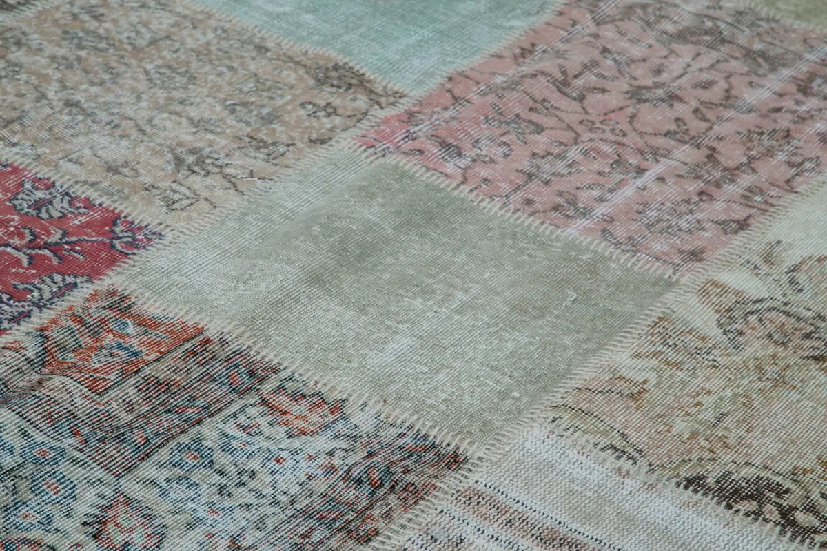 Patchwork Multi Pamuk Üzerine Yün El Dokuma Kilim-300x403 - Görsel 5