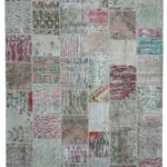 Patchwork Multi Pamuk Üzerine Yün El Dokuma Kilim-301x404
