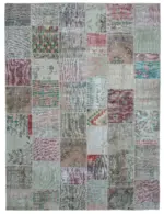 Patchwork Multi Pamuk Üzerine Yün El Dokuma Kilim-301x404