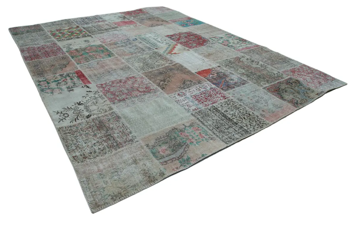 Patchwork Multi Pamuk Üzerine Yün El Dokuma Kilim-301x404 - Görsel 2