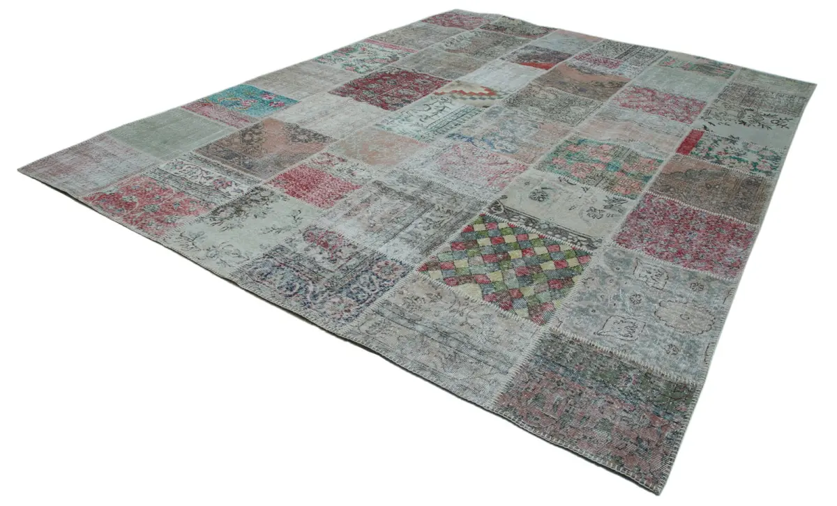 Patchwork Multi Pamuk Üzerine Yün El Dokuma Kilim-301x404 - Görsel 3