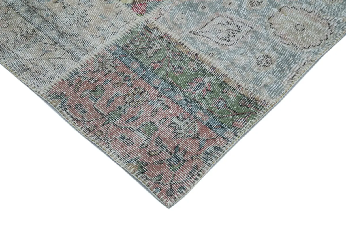 Patchwork Multi Pamuk Üzerine Yün El Dokuma Kilim-301x404 - Görsel 4