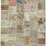 Patchwork Multi Pamuk Üzerine Yün El Dokuma Kilim-302x401