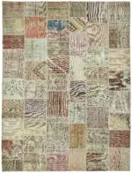 Patchwork Multi Pamuk Üzerine Yün El Dokuma Kilim-302x401