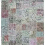 Patchwork Multi Pamuk Üzerine Yün El Dokuma Kilim-300x400