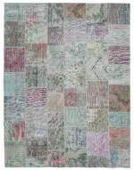 Patchwork Multi Pamuk Üzerine Yün El Dokuma Kilim-300x400