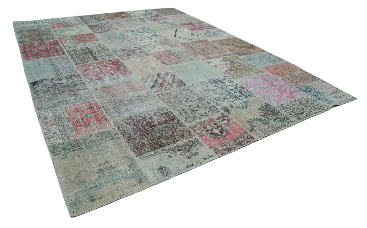 Patchwork Multi Pamuk Üzerine Yün El Dokuma Kilim-300x400 - Görsel 2