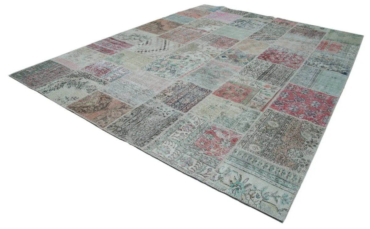 Patchwork Multi Pamuk Üzerine Yün El Dokuma Kilim-300x400 - Görsel 3