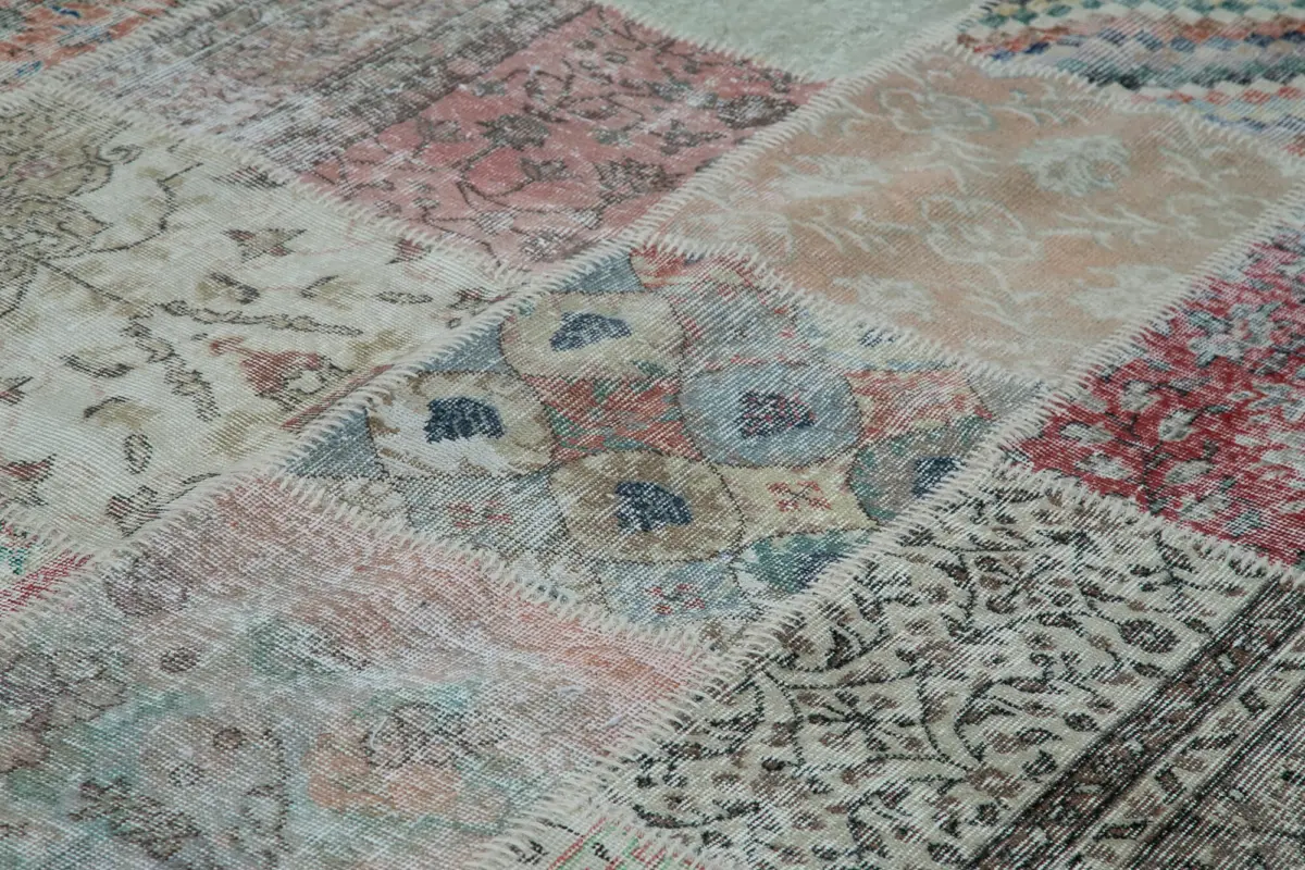 Patchwork Multi Pamuk Üzerine Yün El Dokuma Kilim-300x400 - Görsel 5