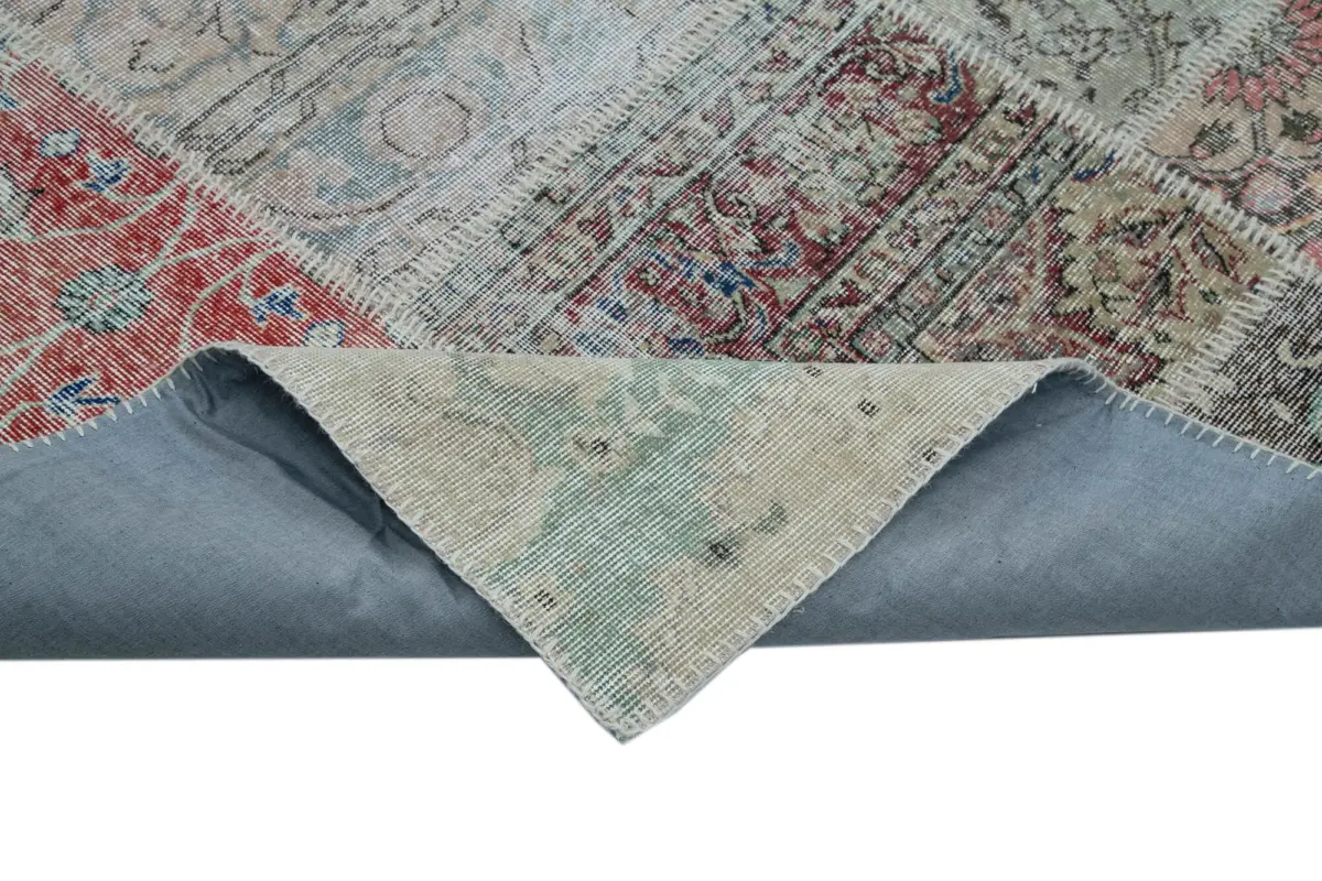 Patchwork Multi Pamuk Üzerine Yün El Dokuma Kilim-300x400 - Görsel 6