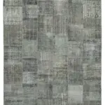 Patchwork Gri Pamuk Üzerine Yün El Dokuma Kilim-250x350