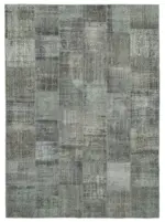 Patchwork Gri Pamuk Üzerine Yün El Dokuma Kilim-250x350