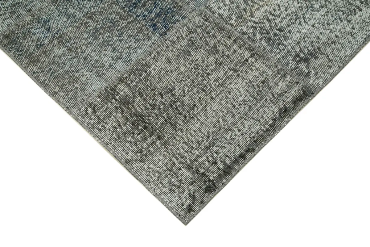 Patchwork Gri Pamuk Üzerine Yün El Dokuma Kilim-250x350 - Görsel 4