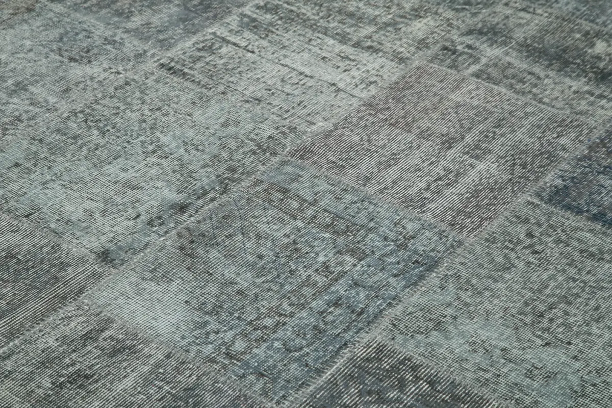 Patchwork Gri Pamuk Üzerine Yün El Dokuma Kilim-250x350 - Görsel 5