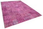 Patchwork Pembe Pamuk Üzerine Yün El Dokuma Kilim-250x350 - Görsel 2