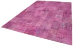 Patchwork Pembe Pamuk Üzerine Yün El Dokuma Kilim-250x350 - Görsel 3