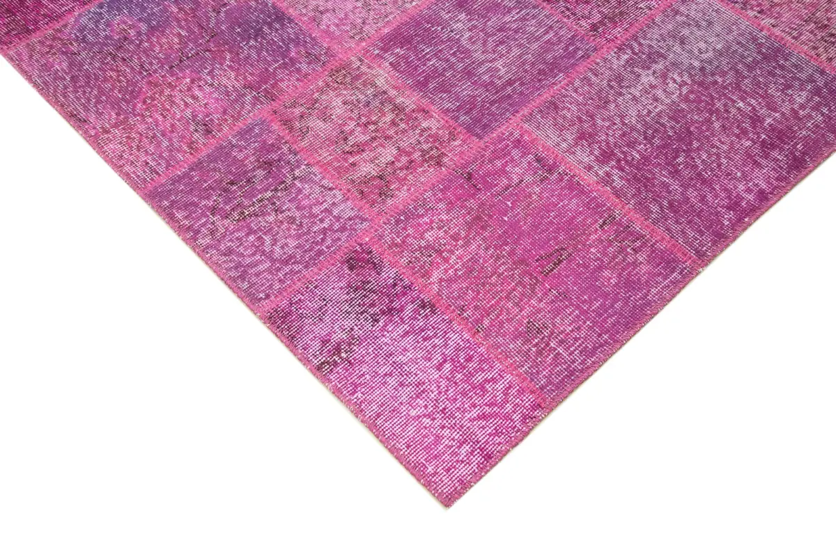 Patchwork Pembe Pamuk Üzerine Yün El Dokuma Kilim-250x350 - Görsel 4