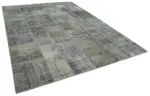 Patchwork Gri Pamuk Üzerine Yün El Dokuma Kilim-250x350 - Görsel 2