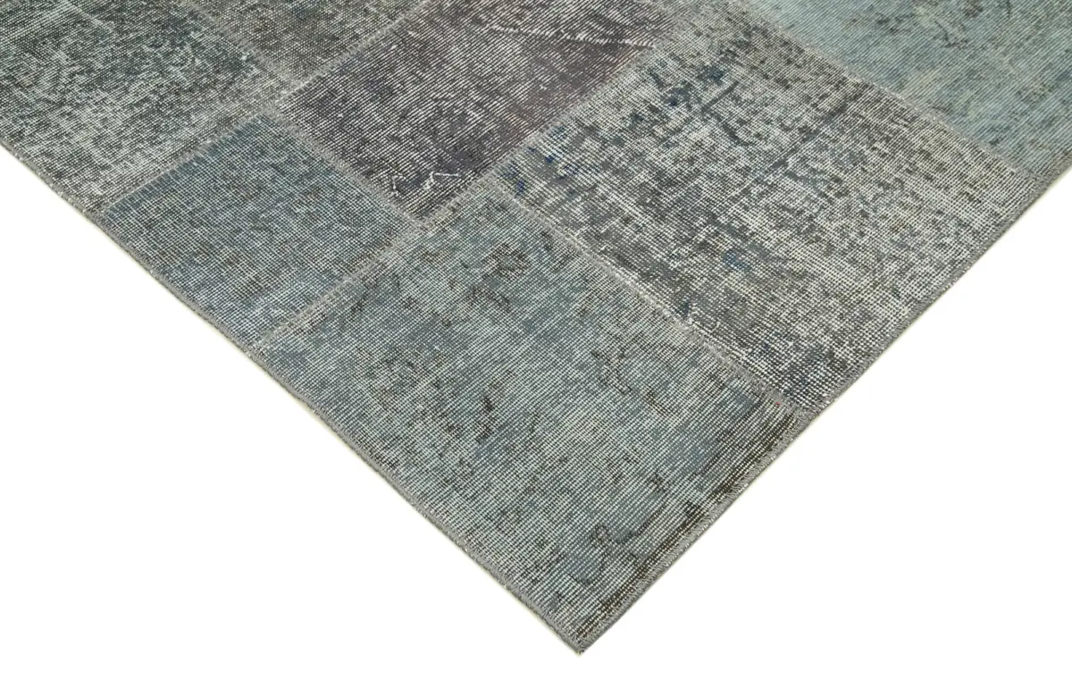 Patchwork Gri Pamuk Üzerine Yün El Dokuma Kilim-250x350 - Görsel 4