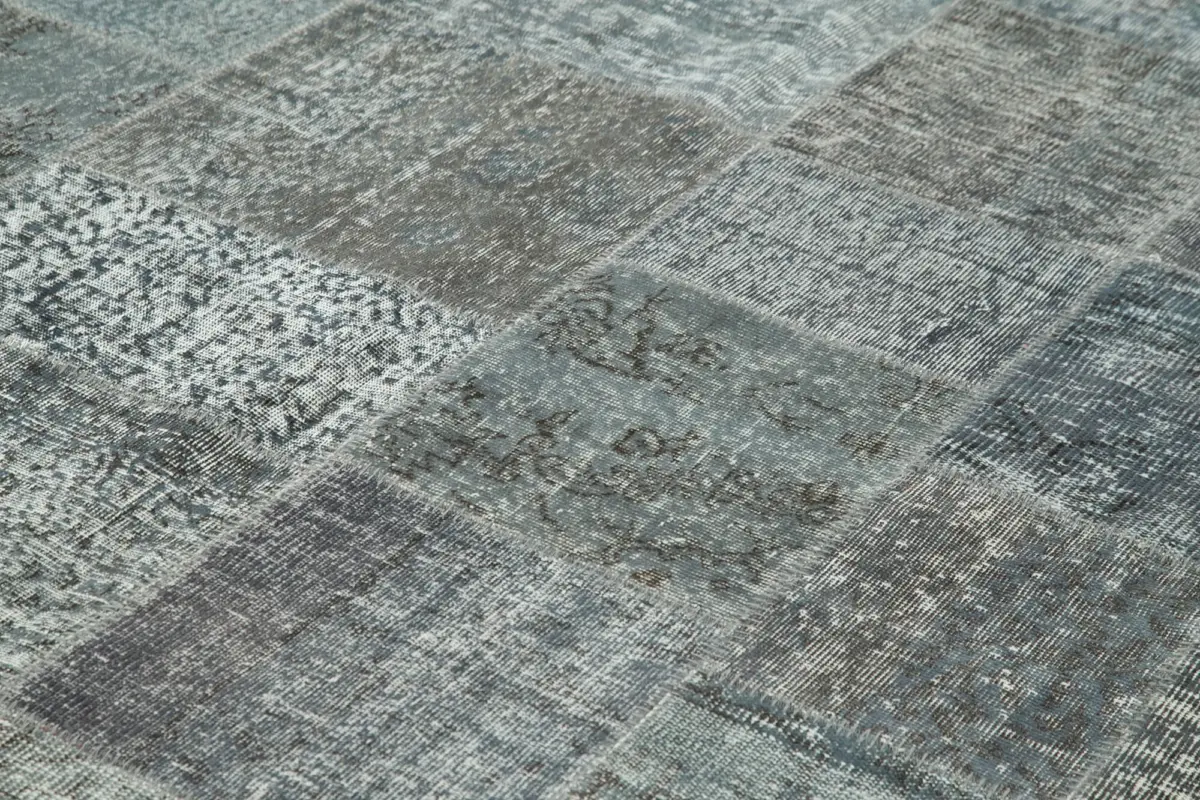 Patchwork Gri Pamuk Üzerine Yün El Dokuma Kilim-250x350 - Görsel 5