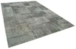 Patchwork Gri Pamuk Üzerine Yün El Dokuma Kilim-250x350 - Görsel 2