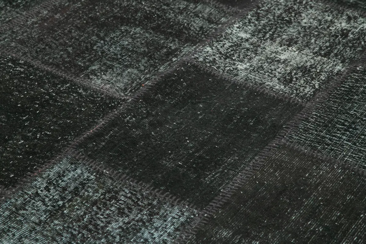 Patchwork Siyah Pamuk Üzerine Yün El Dokuma Kilim-249x353 - Görsel 5