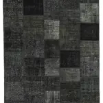 Patchwork Siyah Pamuk Üzerine Yün El Dokuma Kilim-250x352