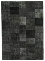 Patchwork Siyah Pamuk Üzerine Yün El Dokuma Kilim-250x352