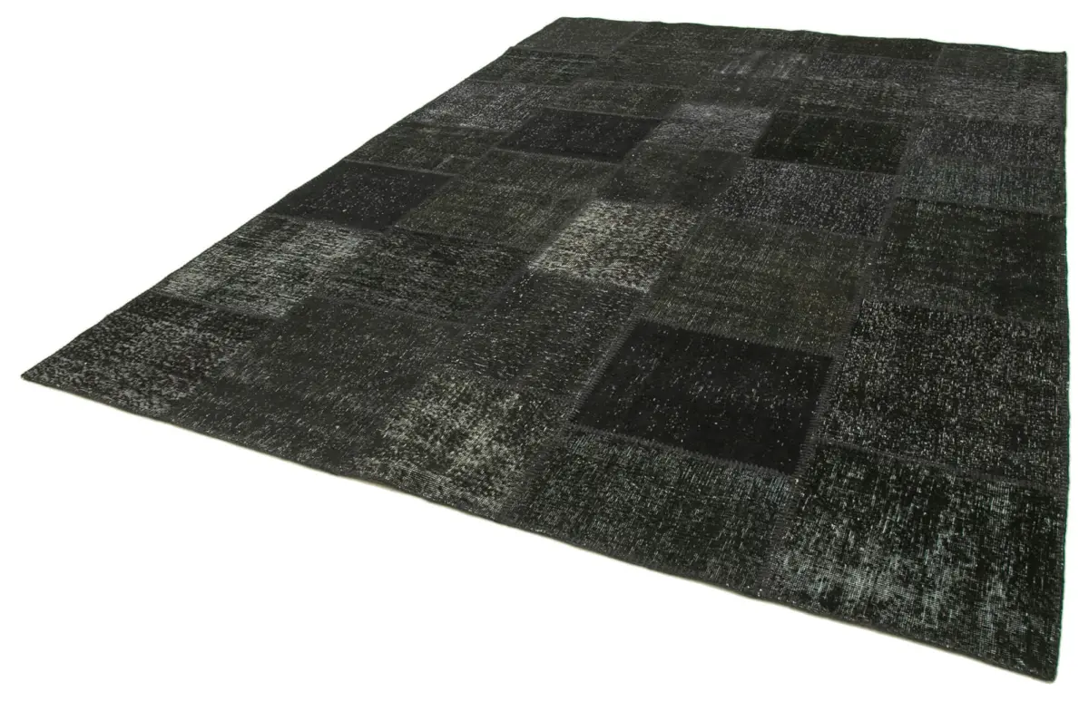 Patchwork Siyah Pamuk Üzerine Yün El Dokuma Kilim-250x352 - Görsel 3