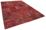 Patchwork Kırmızı Pamuk Üzerine Yün El Dokuma Kilim-250x355 - Görsel 2