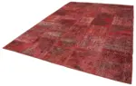 Patchwork Kırmızı Pamuk Üzerine Yün El Dokuma Kilim-250x355 - Görsel 3