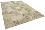 Patchwork Bej Pamuk Üzerine Yün El Dokuma Kilim-241x350 - Görsel 2