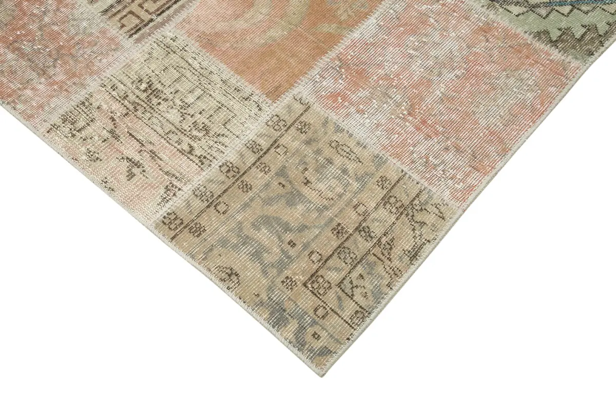 Patchwork Bej Pamuk Üzerine Yün El Dokuma Kilim-241x350 - Görsel 4