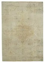 Kayseri Hereke Eskitme Bej Pamuk Üzerine Yün El Dokuma Halı-222x322