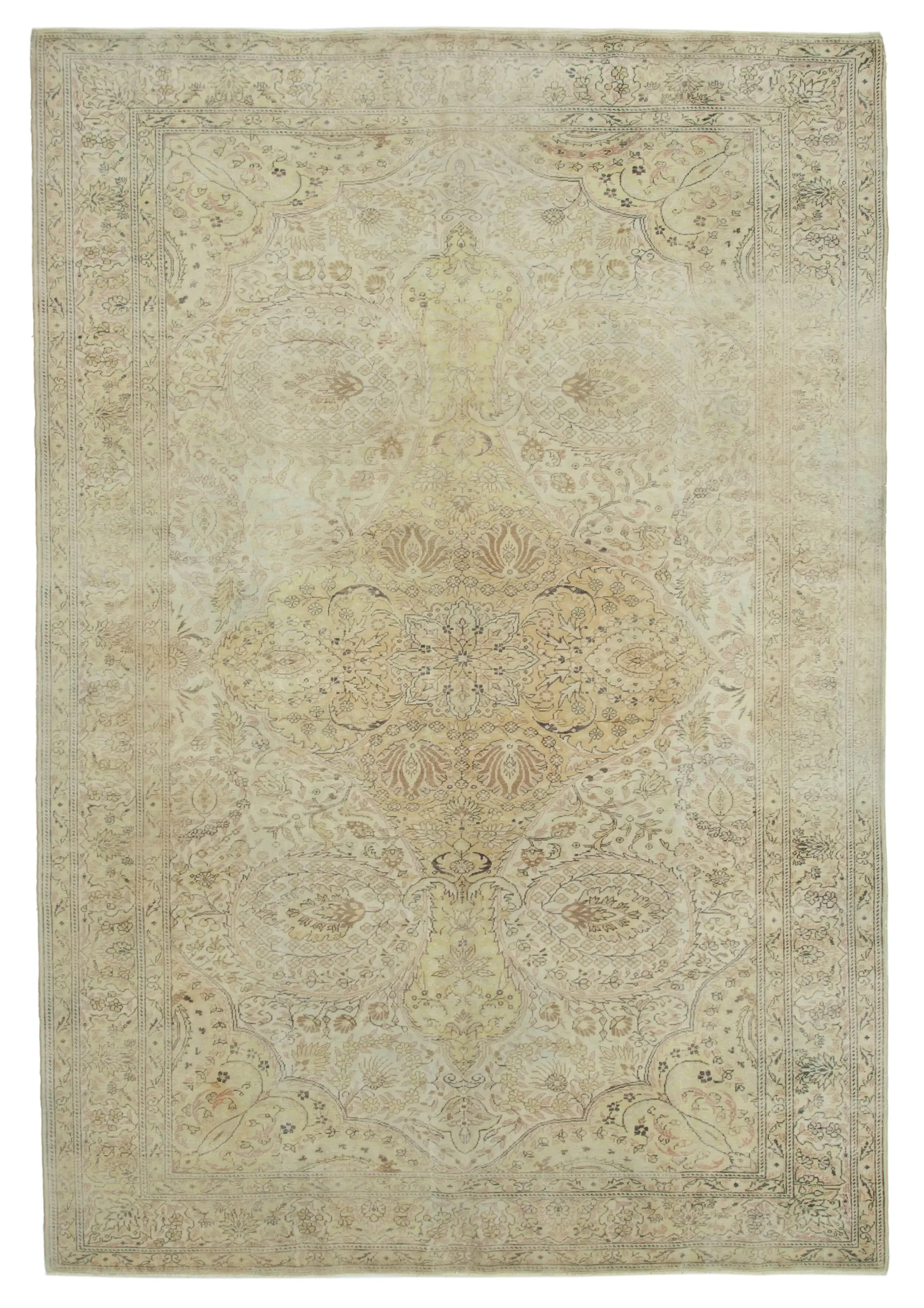 Kayseri Hereke Eskitme Bej Pamuk Üzerine Yün El Dokuma Halı-222x322 - Görsel 1