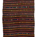 Kıl Çizgili Siyah Keçi Kılı İpliğinden El Dokuma Kilim-192x322